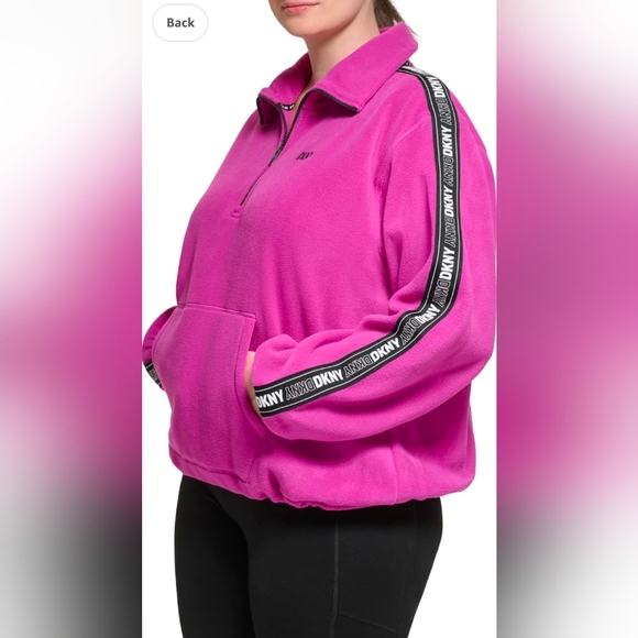 NWT DKNY Fuscia Polar Fleece Sweater 1X - Picture 3 of 9